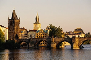 Charles Bridge Prints: Czech Republic, Prague. Charles Bridge, Old Town Bridge Tower and Water Tower