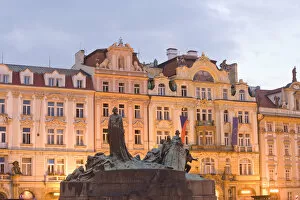 CZECH REPUBLIC, Prague. Jan Huss Monument on Old Town Square