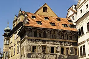 Old Town Square Prints: Czech Republic, Prague, Old Town Square (Staromestske Namesti). House U Minuty, Kafka s