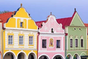 Telc Prints: Czech Republic, Telc. Colorful houses on main square