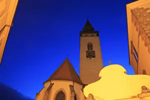 Lighting Prints: Czech Republic, Telc. Sunset on town buildings