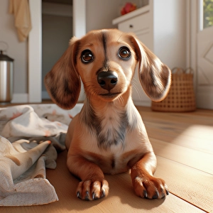 Ai Generated Prints: Dachshund puppy close-up. (AI Generated)