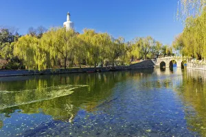 Chinese Prints: Dagoba Gate, Jade Flower Island, Beijing, China. Beihai public park created 1000 AD