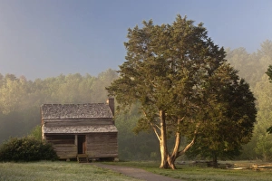 Cabin Prints: Dan Lawson Place at sunrise, Cades Cove, Great Smoky Mountains National Park, Tennessee