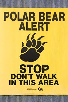 Danger sign for Polar Bears in close encounter possibility at Churchill Manitoba Canada