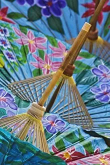 Decorative hand painted umbrellas in the village of Bo Sang near Chiang Mai, Thailand