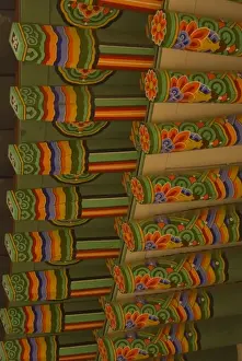 Korea Prints: Decorative painted ceiling detail on a Changdekgung Palace Huwon garden building