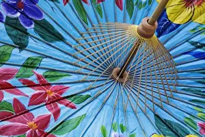 Images Dated 21st February 2006: Decorative umbrella drying after hand painting by local artist at Umbrella Making Center