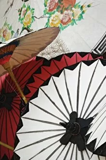 Images Dated 23rd February 2006: Decorative umbrellas for sale at Umbrella Making Center, Bo Sang, near Chiang Mai