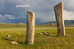 Mongolia Gallery: Deer stones with inscriptions, 1000 BC, Mongolia