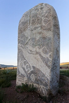 Mongolia Gallery: Deer stones with inscriptions, 1000 BC, Mongolia