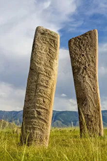Mongolia Gallery: Deer stones with inscriptions, 1000 BC, Mongolia