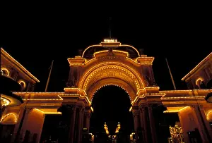 Amusement Park Prints: Denmark, Copenhagen Entrance to Tivoli Amusement Park