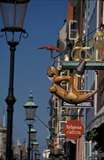 Nyhavn Prints: DENMARK, Copenhagen Nyhavn Cafe Signs