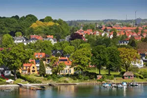 Denmark, Funen, Svendborg, elevated town view