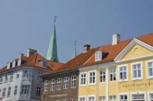 15th Century Prints: Denmark, Helsingoer. Typical downtown 15th-17th century architecture
