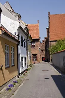 Housing Prints: Denmark, Helsingoer. Typical historic downtown architecture