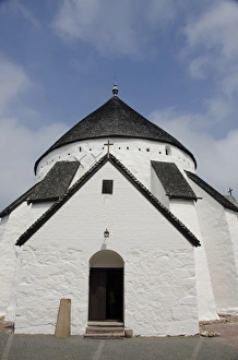 Denmark, Island of Bornholm, Gudhjem. Historic Romanesque Osterlars Church, largest