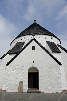 Denmark, Island of Bornholm, Gudhjem. Historic Romanesque Osterlars Church, largest