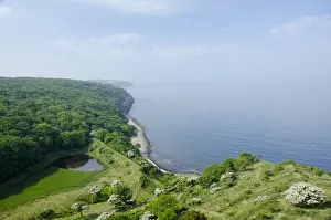 Baltic Prints: Denmark, Island of Bornholm. View of thew Baltic Sea from Hammershus Castle