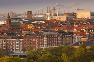 Denmark Prints: Denmark, Jutland, Aalborg, elevated city view from the south