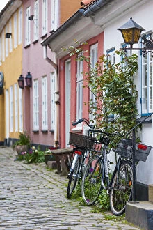 Denmark, Jutland, Aalborg, houses along Hjelmerstald Street