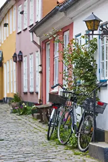 Bicycle Prints: Denmark, Jutland, Aalborg, houses along Hjelmerstald Street