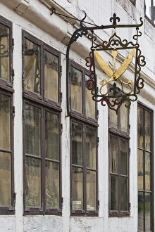 Images Dated 13th May 2015: Denmark, Jutland, Aarhus, Den Gamle By, reconstructed Old Town, tailor shop sign