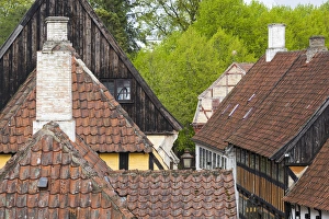 Denmark Prints: Denmark, Jutland, Aarhus, Old Town, half-timbered buildings