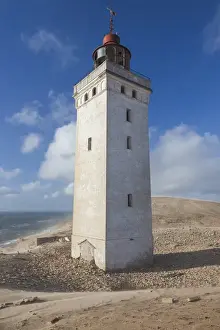 Denmark Prints: Denmark, Jutland, Lonstrup, Rudbjerg Knude Fyr Lighthouse, slowly being eroded into