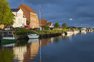 Images Dated 21st May 2015: Denmark, Jutland, Ribe, town view from the Ribe River, dawn