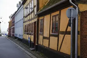 Oresund Prints: Denmark, Sjolland, Helsingor. Street scene with buildings in traditional architecture