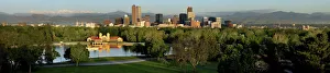 Steve Mohlenkamp Prints: Denver skyline glistens in front of the Rocky Mountains