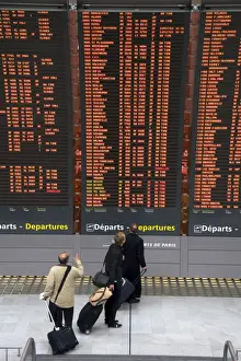 Images Dated 17th September 2009: Departure board located in the Paris-Charles de Gaulle Airport, Paris, France