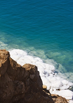 Gypsum Prints: Deposit of salt and gypsum by the cliff in Dead Sea, Jordan