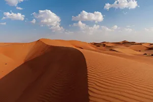 Vast Prints: A desert landscape of wind sculpted and rippled sand dunes. Wahiba Sands, Oman