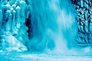Oregon Prints: detail; Lower Horsetail Falls; winter; frozen; Columbia Gorge; Oregon; USA
