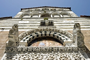 Historical Landmark Prints: Details of Facade, Church of San Giusto, Lucca, Tuscany, Italy, Europe