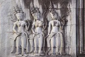 Bas Relief Prints: Details of relief at Angkor Wat, UNESCO World Heritage site