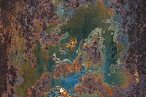 Details of rust and paint on metal