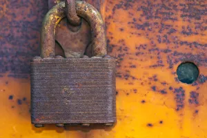 Details of rust and paint on metal