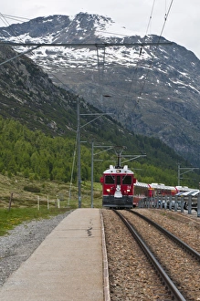 Swiss Prints: Diavolezza Peak, Switzerland. Train and station