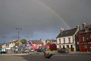 Images Dated 14th September 2006: Dingal, Dingle Peninsula, Ireland, Houses, Street, Rainbow