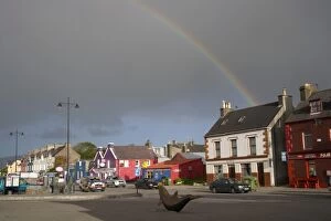 Dingal, Dingle Peninsula, Ireland, Houses, Street, Rainbow