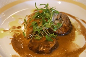 Images Dated 24th August 2005: a dish with roast baby lamb fried triangle of polenta with water cress and tomatoe
