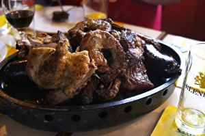 Dine Prints: A dish of typical Uruguay barbecue with chicken, pork, beef, sausages, sweetbread