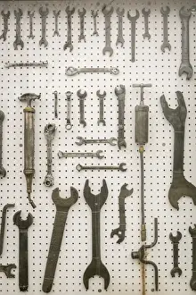 Route 66 Prints: Display of old tools, Joliet, Illinois, USA. Route 66