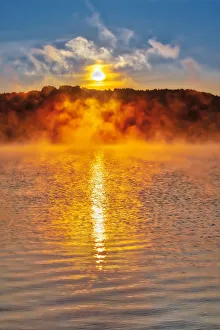 Dock on Long Lake at sunrise, Bridgton, Maine