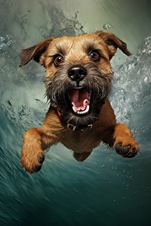 Diving Prints: Dog diving into swimming pool. ©Jim Zuckerman / Jaynes Gallery / DanitaDelimont