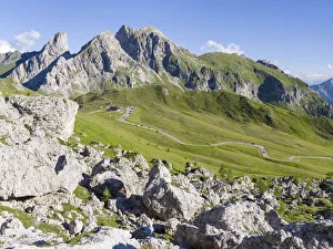 Traffic Prints: Dolomites at Passo Giau. View towards Monte Cernera and Monte Mondeval
